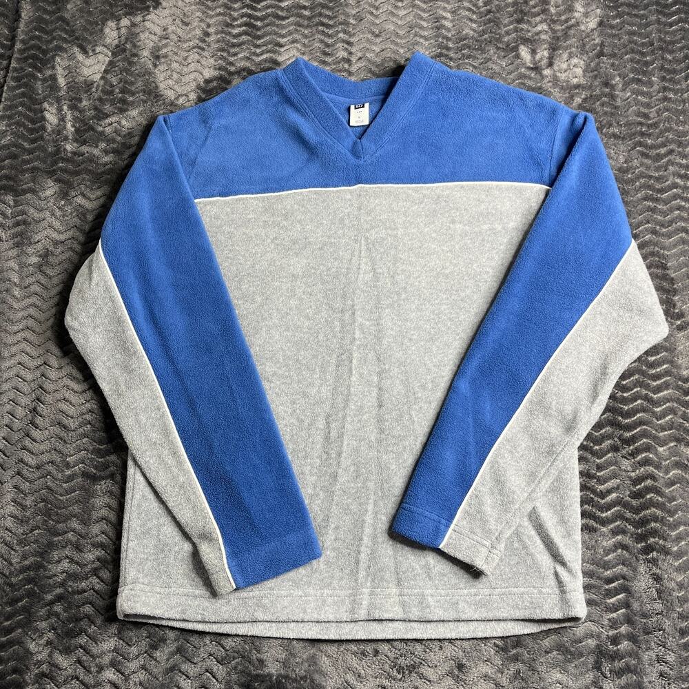 Vintage Gap Sweatshirt Size S Grey Blue Fleece V Neck Pullover